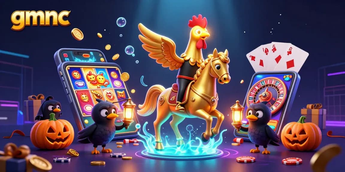 Experience thrilling gmnc action with a golden rooster and friends in a vibrant casino adventure!