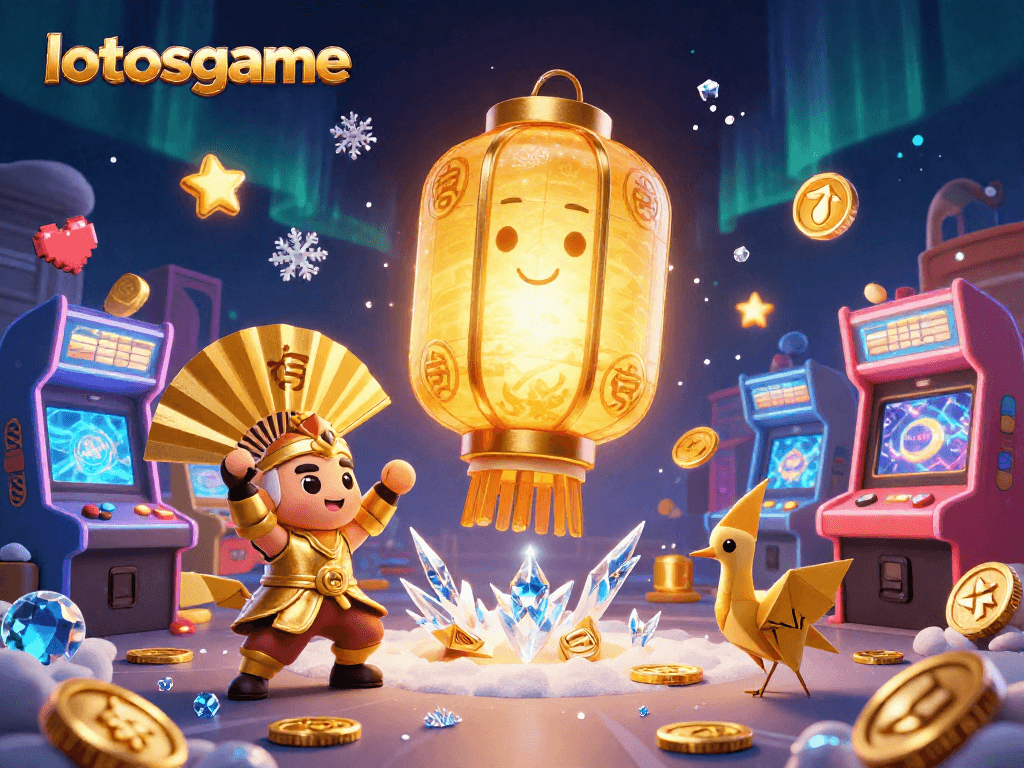 Engage with lotosgame in this vibrant, immersive casino scene featuring a golden lantern spirit.
