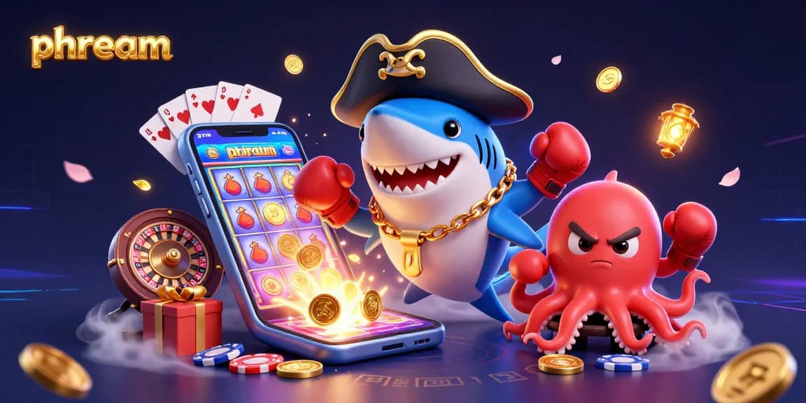 Spin the reels at Phdream with vibrant games and charming characters celebrating the casino atmosphere.