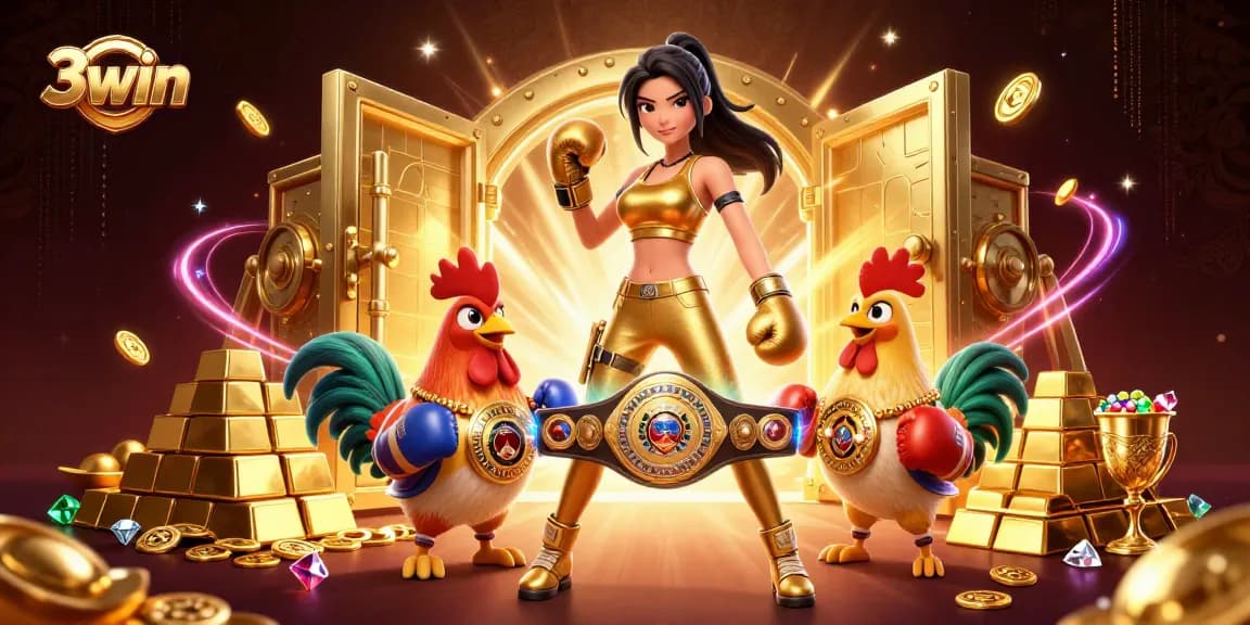 Experience thrilling gameplay with 3win's vibrant 3D casino scene featuring unique characters and dynamic treasures.