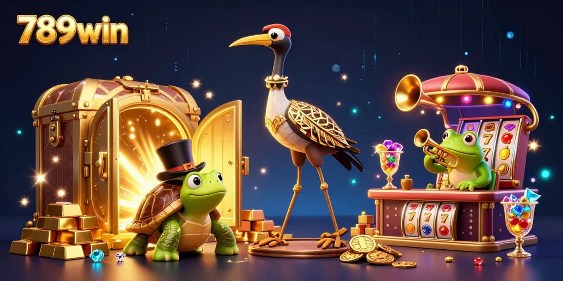 Experience the excitement of 789win with vibrant casino characters and rich game elements in this dynamic illustration.