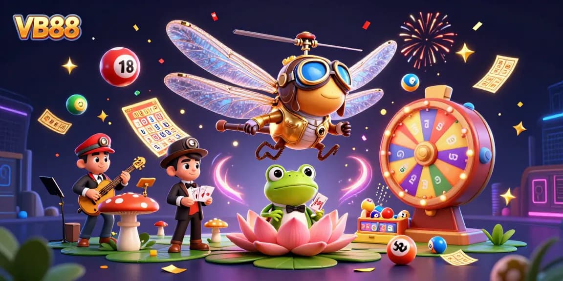 Engage with VB88 by enjoying vibrant casino games in a festive 3D scene with dynamic visuals.