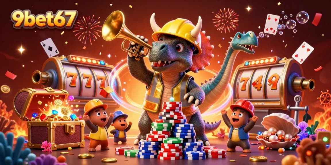 9bet67 players enjoy a vibrant casino scene with celebration elements and gambling action