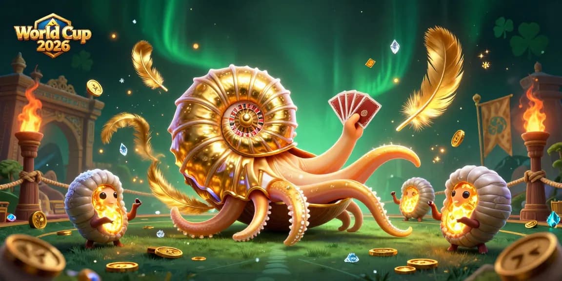 Engage in World Cup 2026 excitement with a 3D nautilus roulette scene filled with dynamic gaming elements.