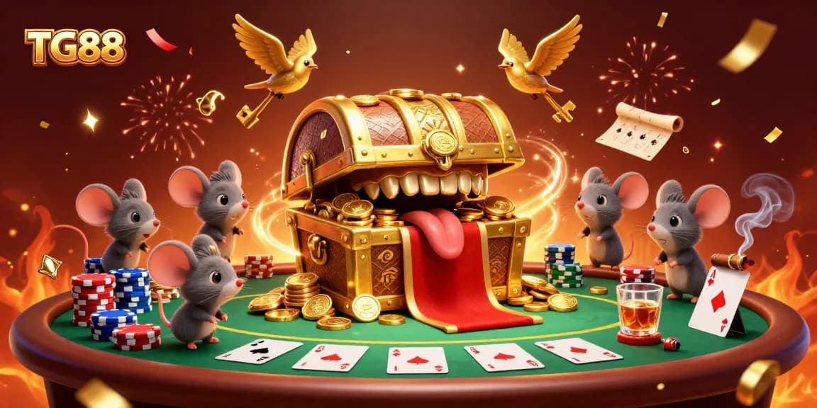 Experience the riches of TG88 with a vibrant, dynamic casino scene filled with adventure and excitement.