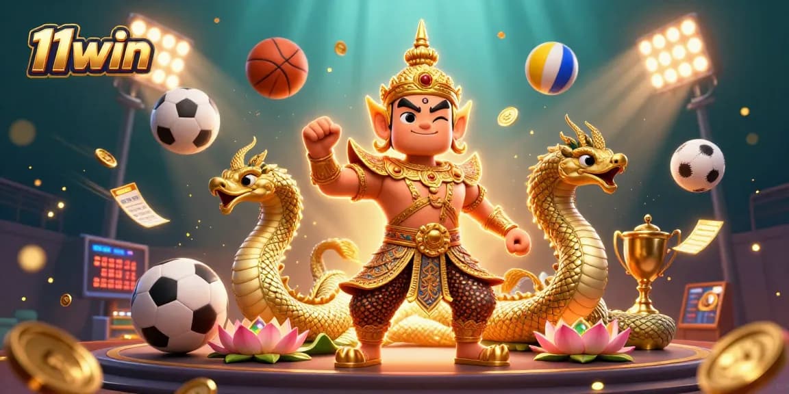 Engage with 11win's exciting gaming scene featuring dynamic sports elements and vibrant 3D characters.