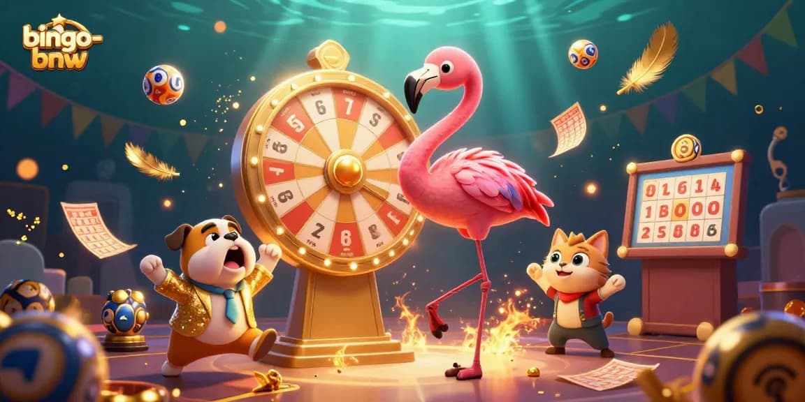 Engage in thrilling fun with bingo-bnw, featuring a colorful scene of a game show with vibrant bingo elements.