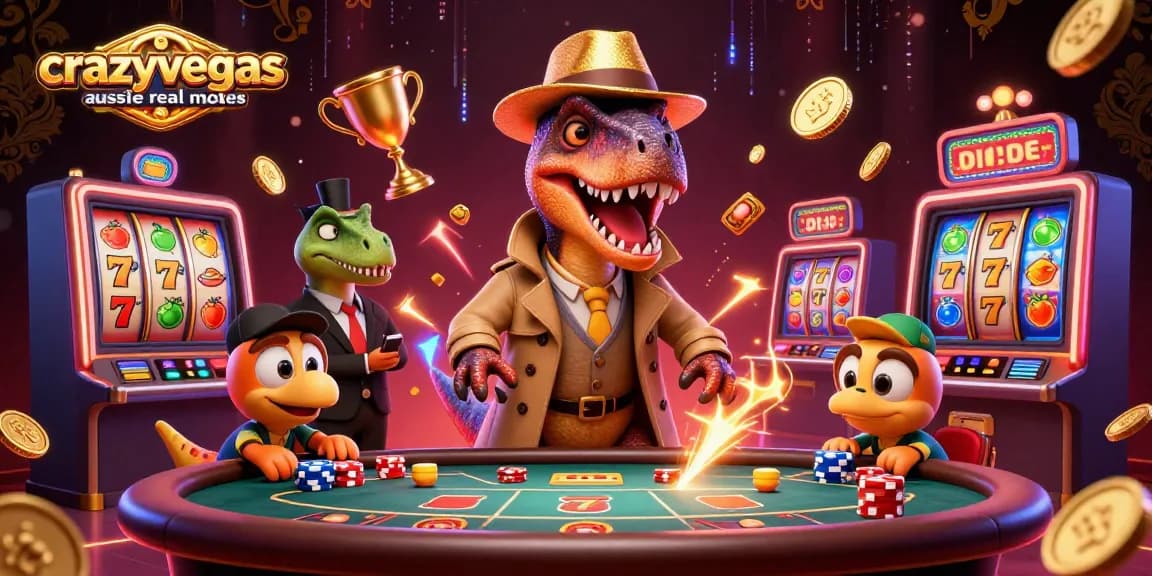 Experience thrilling gaming action at crazyvegas aussie real money casinos with a velociraptor at the blackjack table.