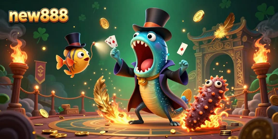 new888 showcases a magical underwater casino act with deep-sea creatures performing stunning card tricks.