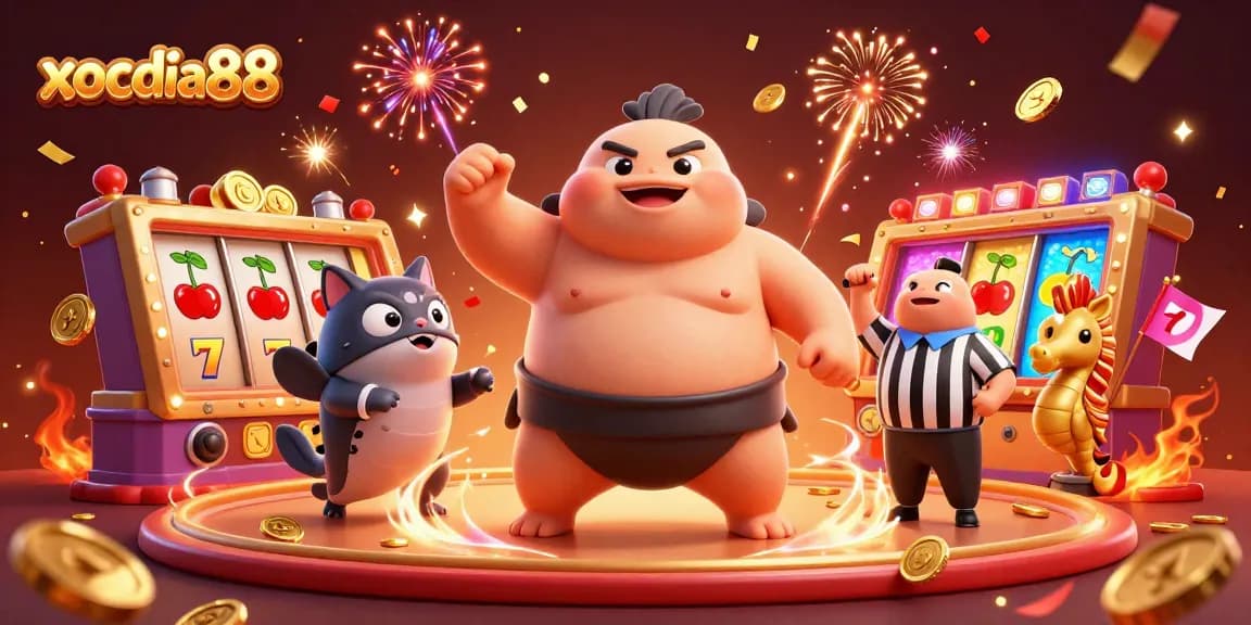 xocdia88 brings excitement to players with a colorful jackpot scene featuring a blowfish and vibrant game elements.