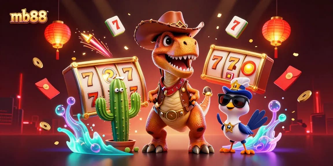 Experience exciting gameplay at mb88 with a vibrant 3D casino scene showcasing slot machines and lively characters.