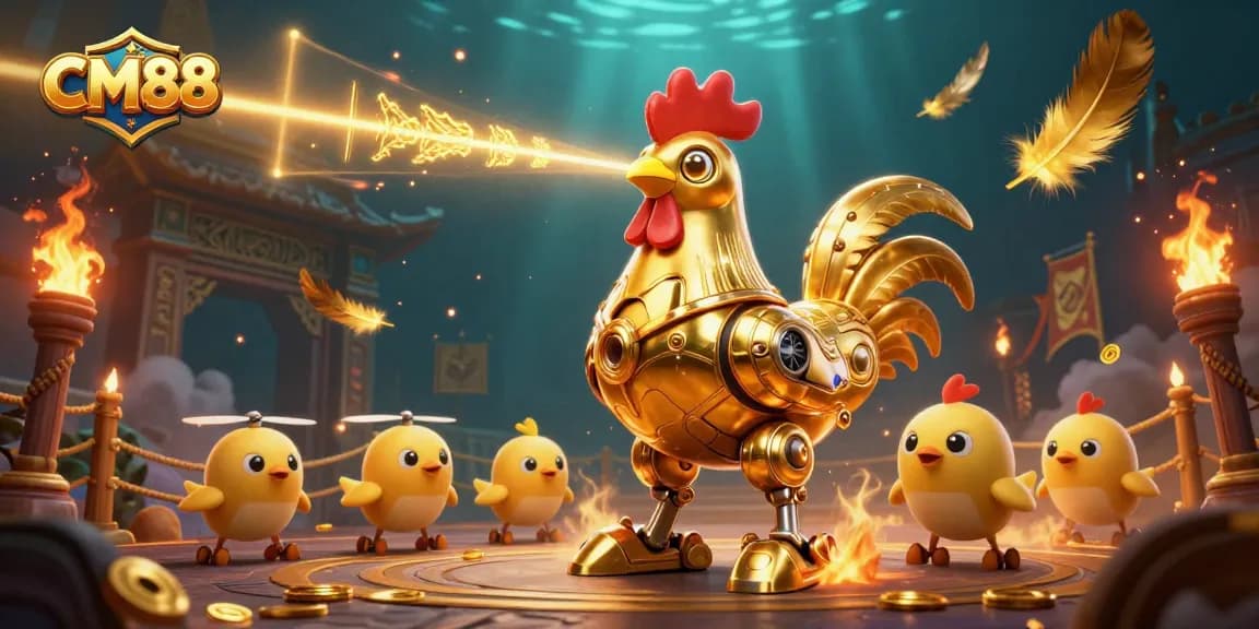 Win big with CM88's exciting games featuring a golden rooster robot and baby chick drones!