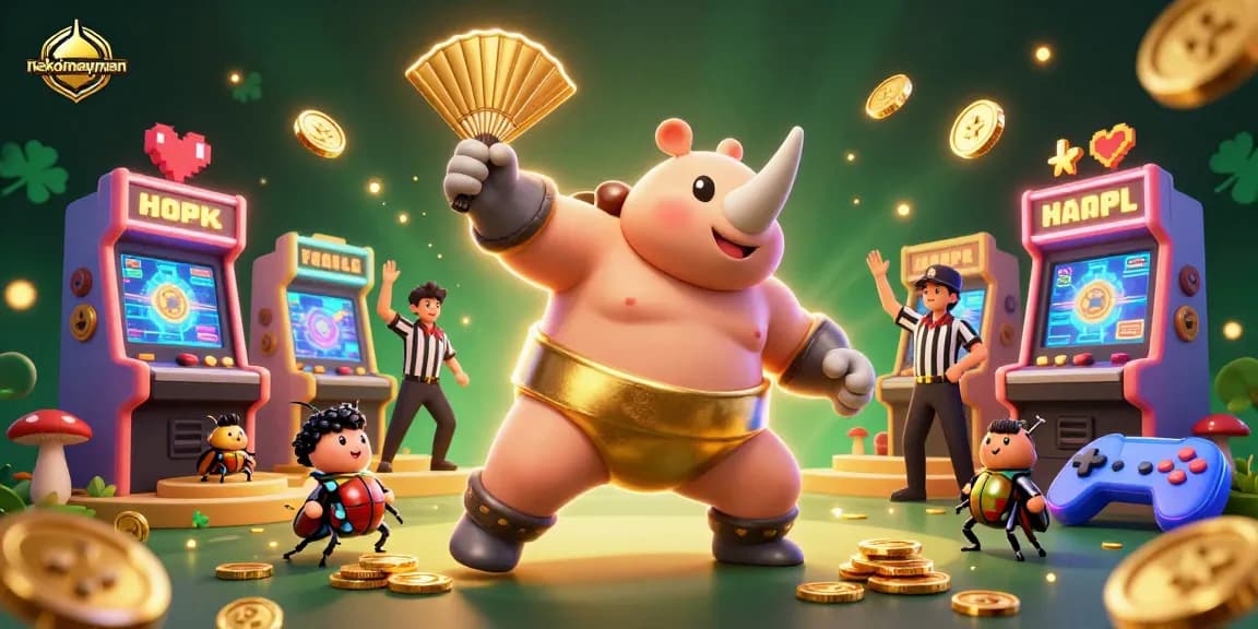 NekoMayMan slot game scene with colorful characters and vibrant gaming elements illustrating winning excitement.