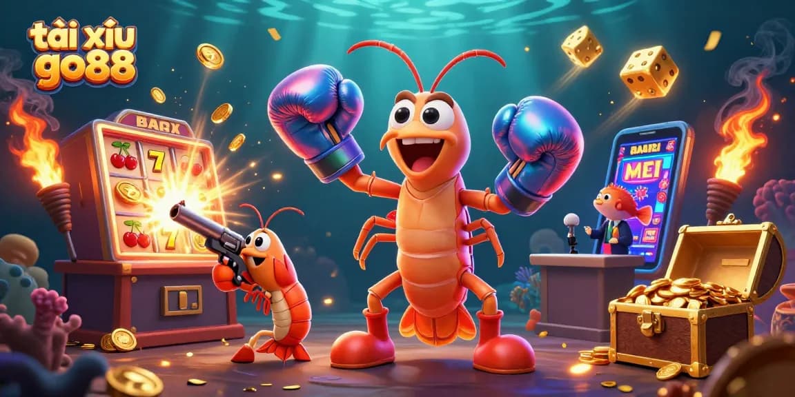 Engage in tài xỉu go88 with vibrant gaming elements, showcasing thrilling casino action and dynamic characters.