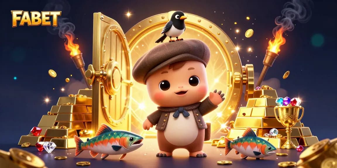 Engage with FABET through a vibrant casino scene featuring baby Nessie, treasures, and fun.