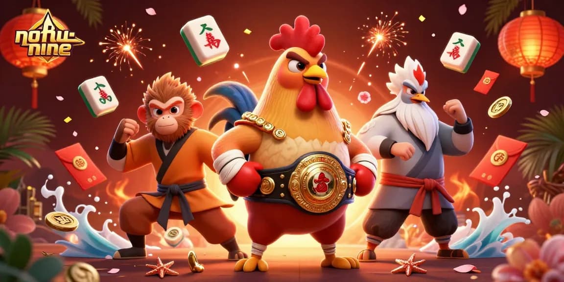 Experience thrilling moments with nohu-nine in this vivid 3D casino scene featuring martial arts characters.