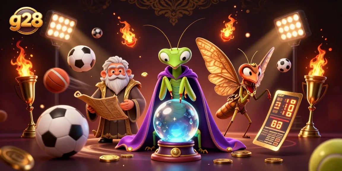 Engage in thrilling casino bets at g28 with sports balls and golden trophies illuminating the scene.