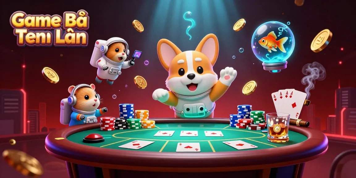 Engage with Game Bài Tiến Lên in a lively space-themed casino setting, filled with excitement.