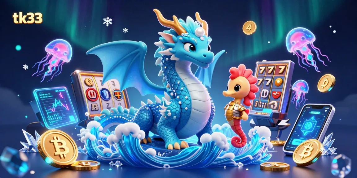 Engage with tk33's thrilling gaming experience featuring slot machine elements and vibrant underwater scenes.