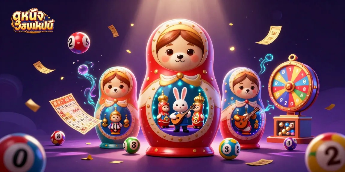 Engage in ดูหนังออนไลน์ with festive bears, casino elements, and vibrant energy.