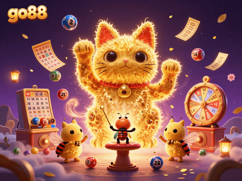 Experience the magic of go88 with a dynamic casino scene full of colorful elements and engaging visuals.
