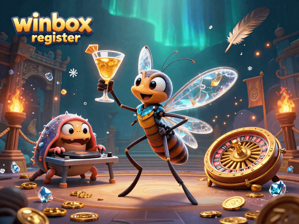 Experience the excitement with winbox register in this vibrant 3D casino illustration.