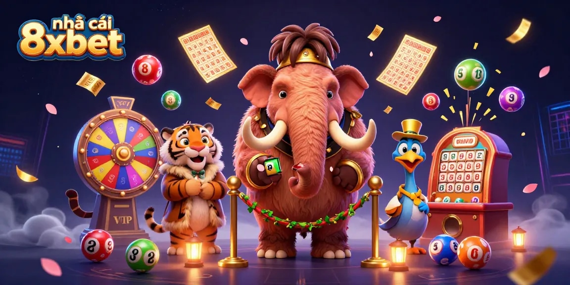 Experience dynamic gameplay at nhà cái 8xbet with vibrant lottery elements and exciting casino characters.