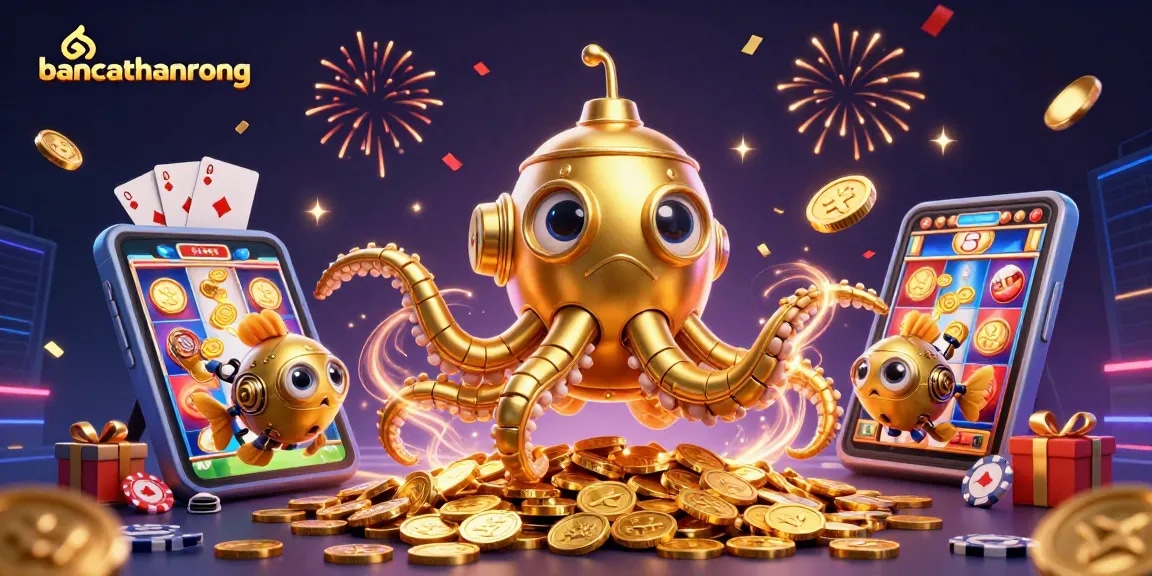 Experience the excitement of bancathanrong with a vibrant 3D casino scene filled with golden treasures.