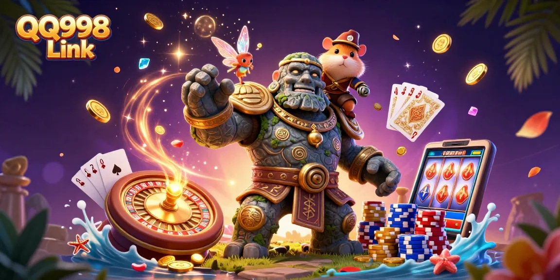 Experience the thrilling QQ998 Link platform with immersive gaming magic and dynamic casino elements.