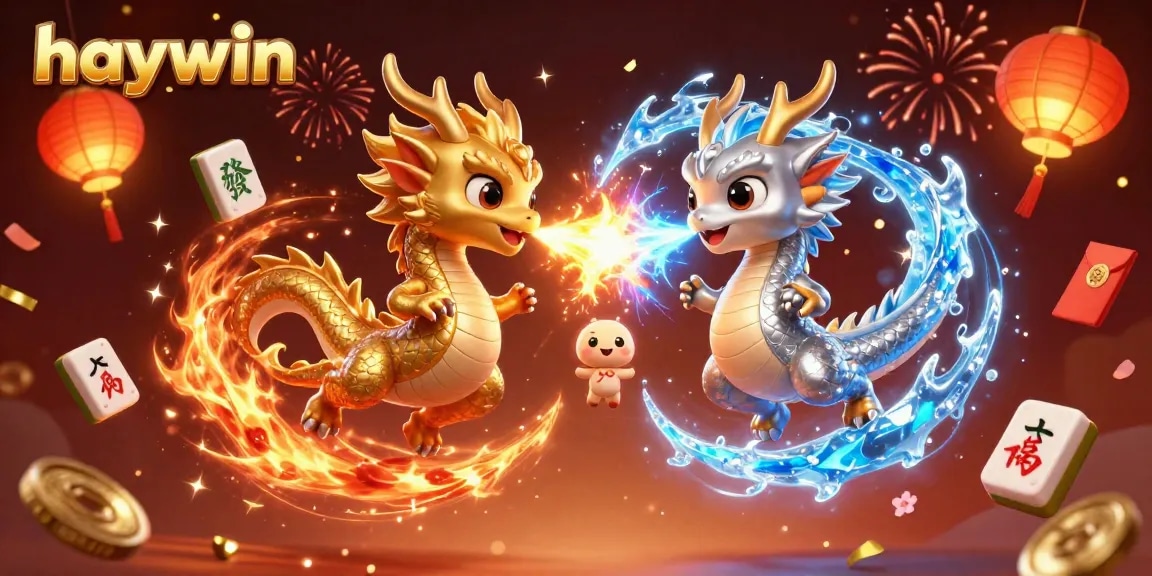 Engage with the excitement of haywin through vibrant 3D casino artwork showcasing dragons, lucky symbols, and festive elements.