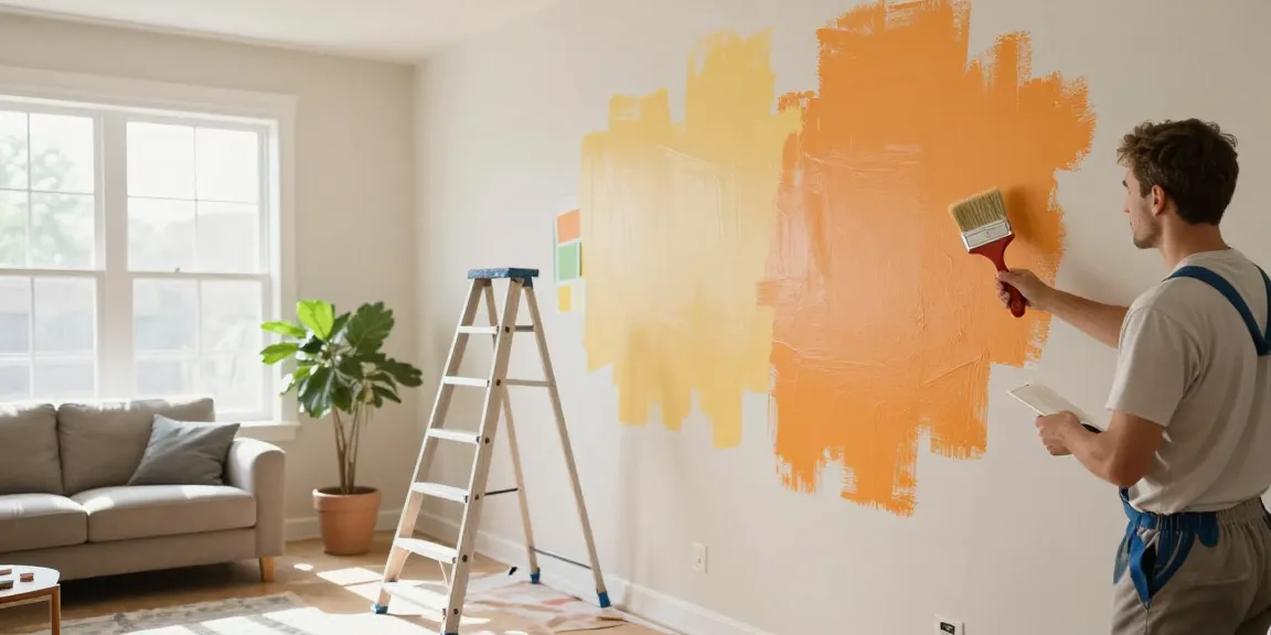 Exceptional work by a lincoln painter and decorator transforming a living room with vibrant colors.