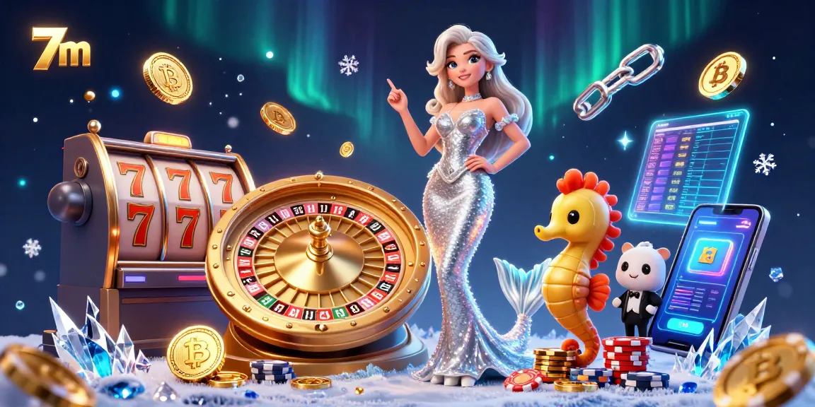 Experience thrilling moments with 7m alongside a glamorous woman and vibrant casino elements.