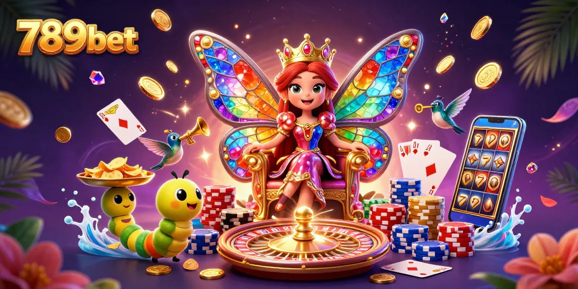 Experience the vibrant world of 789bet with a dynamic casino scene featuring colorful characters and gaming elements.