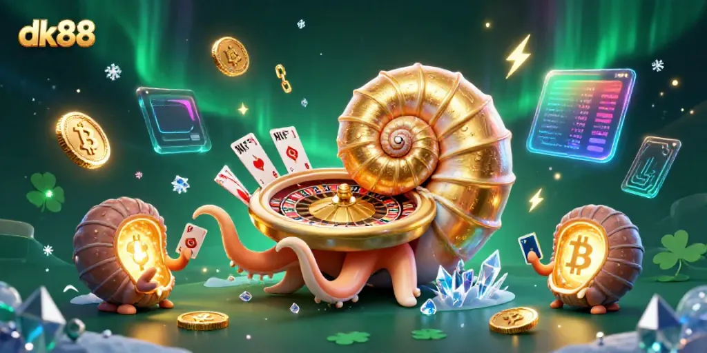 Spin the dk88 roulette wheel with glowing golds and crypto elements for an exhilarating gaming experience!