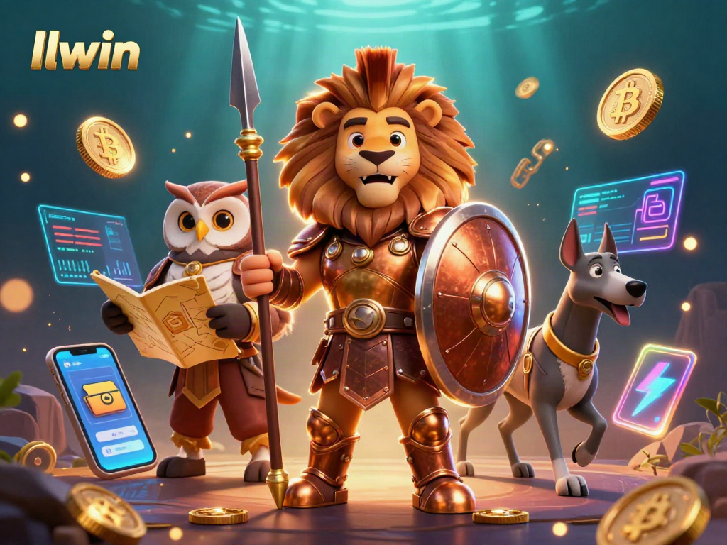 Engage with LLWIN's exciting gameplay featuring a Spartan lion and crypto elements for winning strategies.