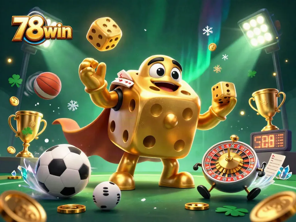 Engage with 78win's vibrant online betting world through animated dice and interactive sports elements.