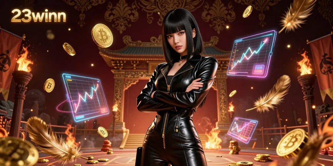 Engage in thrilling gameplay at 23winn with vibrant casino elements and striking visuals in a dynamic illustration.
