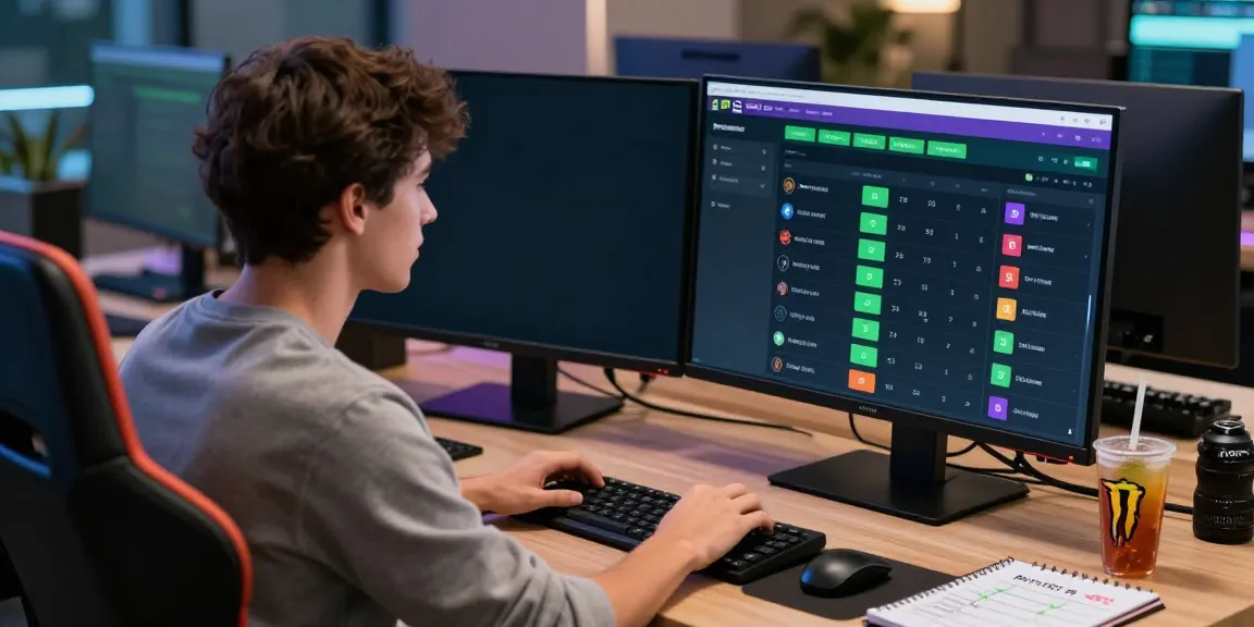 Engaged user placing bets on Taruhan Bola DewaGG platform with dual monitors displaying live betting odds.