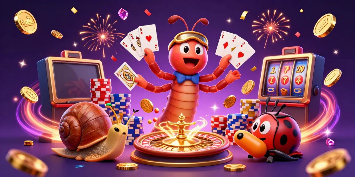 Experience thrilling casino action with ko66a featuring a vibrant 3D scene of a millipede dealer, picturesque chips, and festive coins.