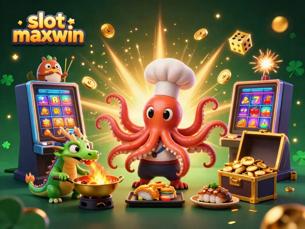Experience slot maxwin excitement with vibrant 3D characters and dynamic casino elements in a winning atmosphere.