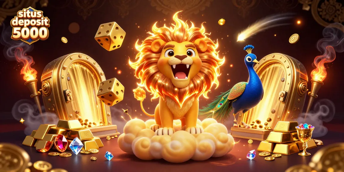 Experience the excitement of situs deposit 5000 with a captivating 3D casino scene bursting with treasures.