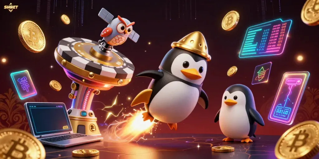 Experience winning strategies at SHBET with this vibrant 3D digital casino illustration.