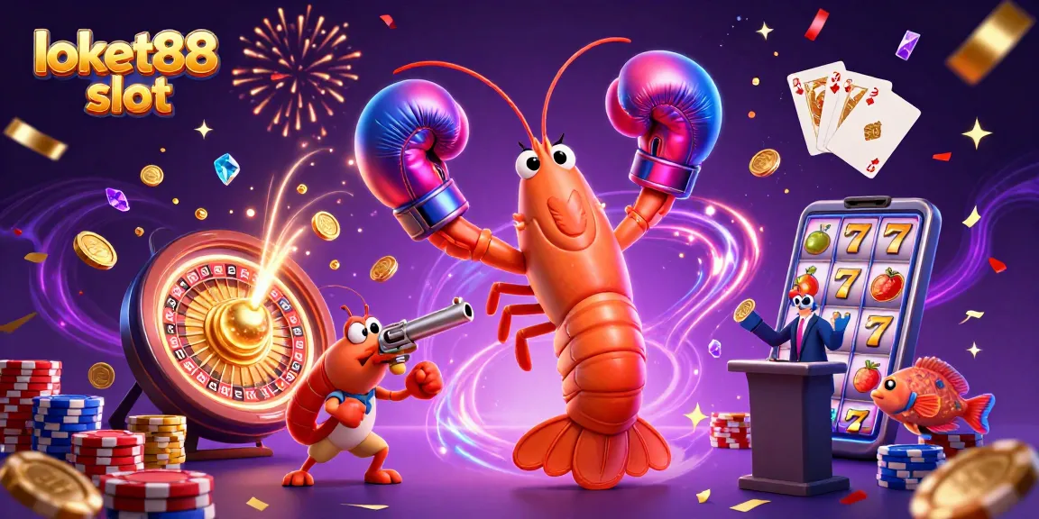 Engage in the excitement of loket88 slot with vibrant 3D characters and casino elements.