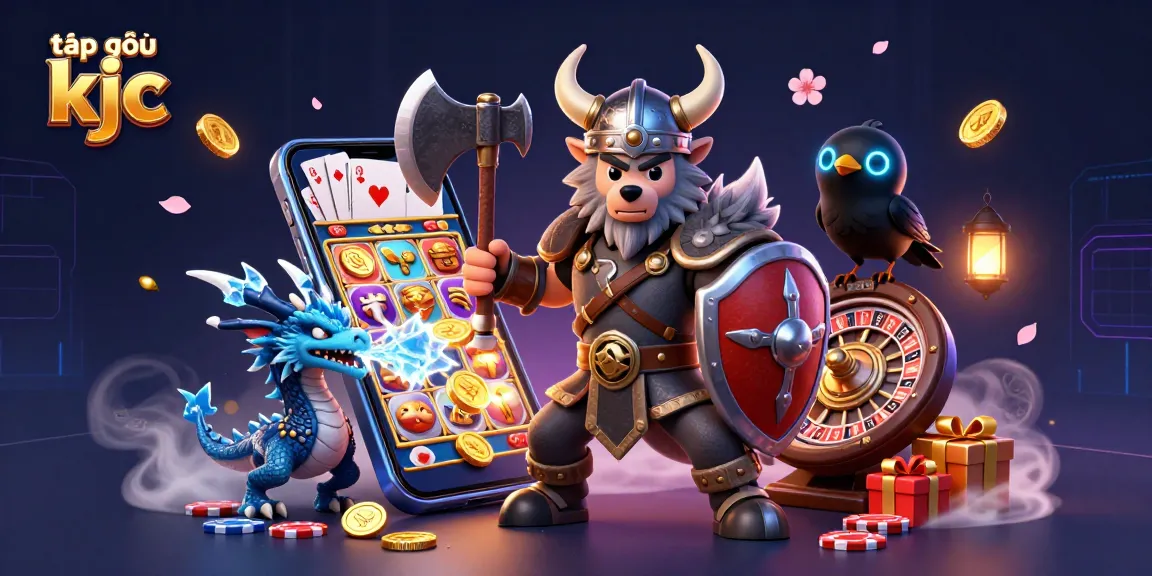 Spin vibrant slot reels with tập đoàn kjc's thrilling casino elements in a dynamic fantasy scene.