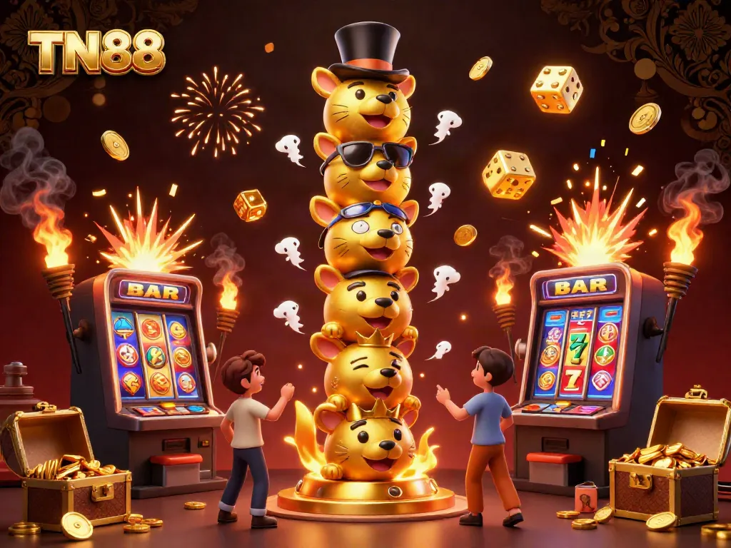 Experience the thrilling TN88 casino world with a vibrant 3D totem and jackpot excitement.