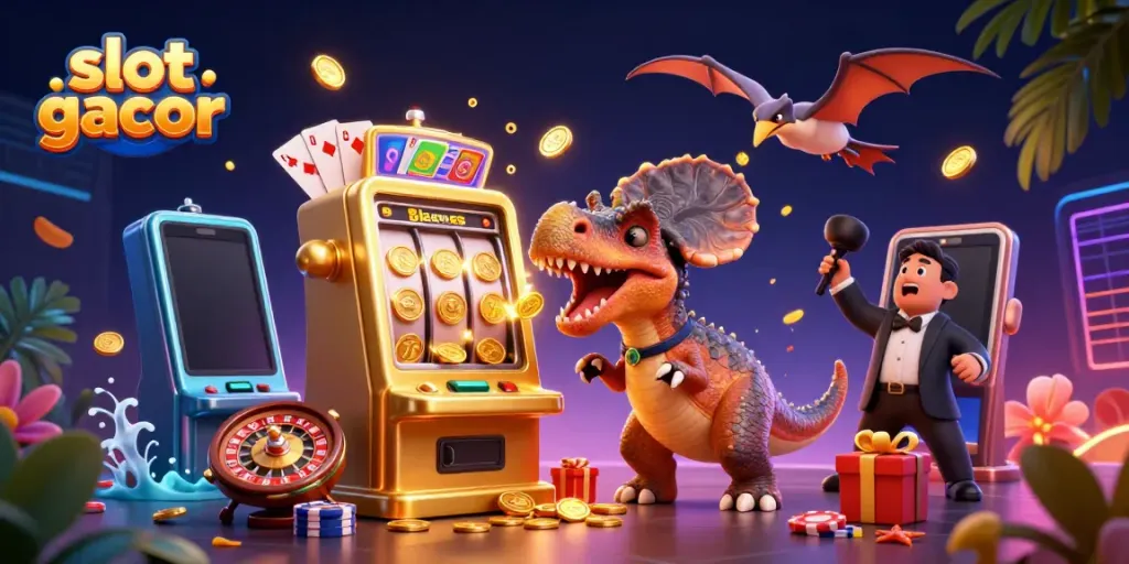 Capture the excitement with slot gacor featuring a pachycephalosaurus at a jackpot machine