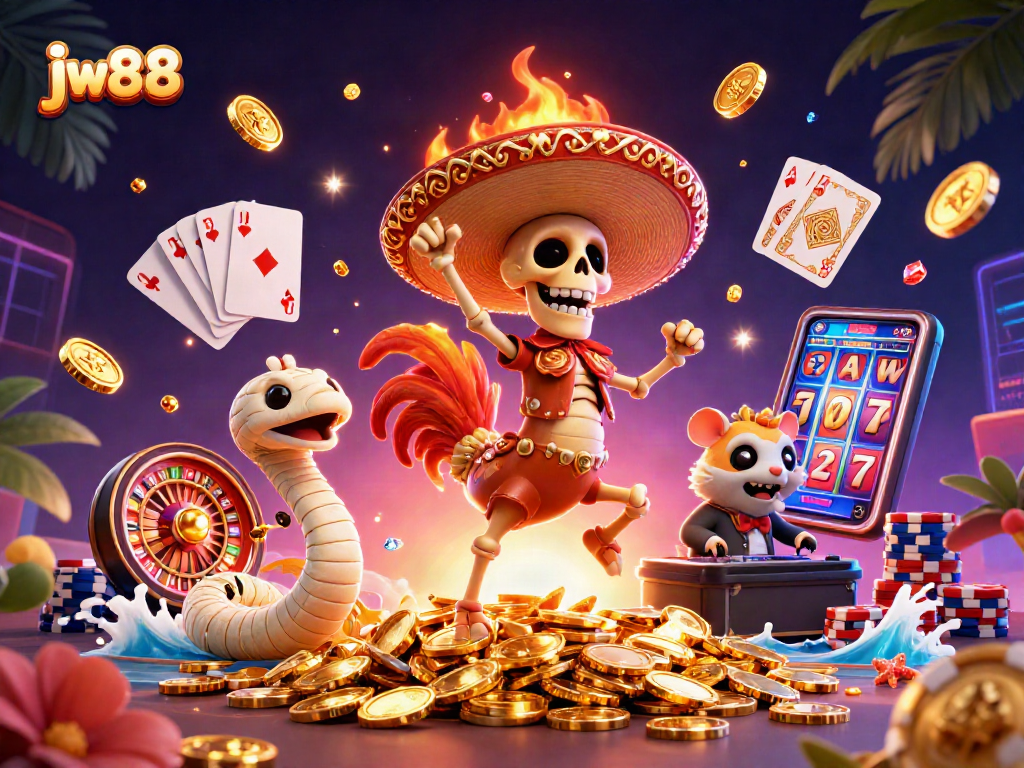 Celebrate wins with jw88 at a vibrant 3D casino filled with coins and uplifting characters.