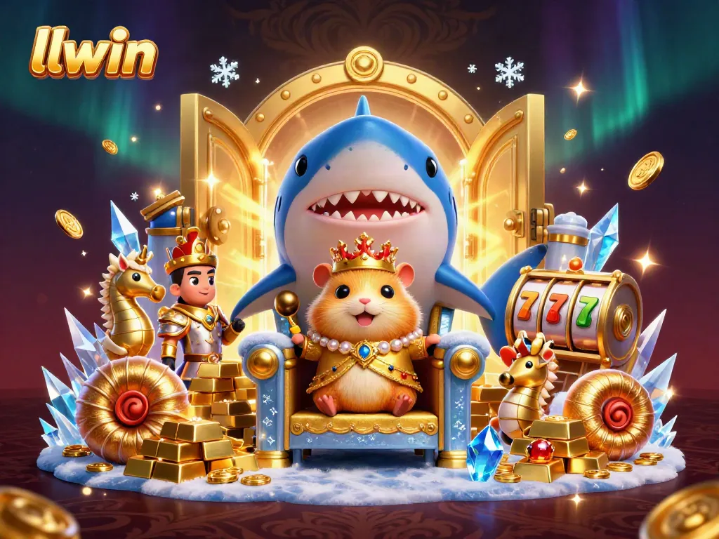 Experience thrilling jackpots with llwin's vibrant 3D casino scene bursting with treasure.