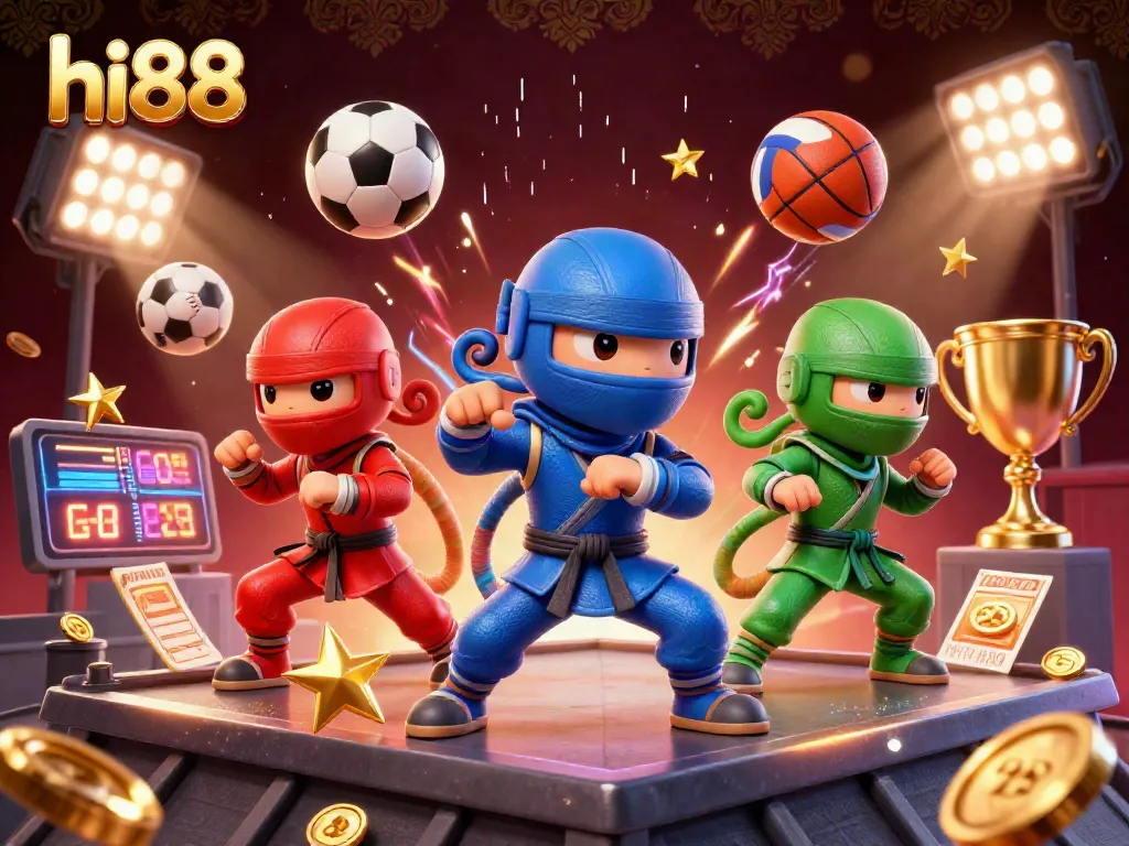 Experience thrilling action at hi88 with 3D ninja chameleons in a vibrant online gaming scene.
