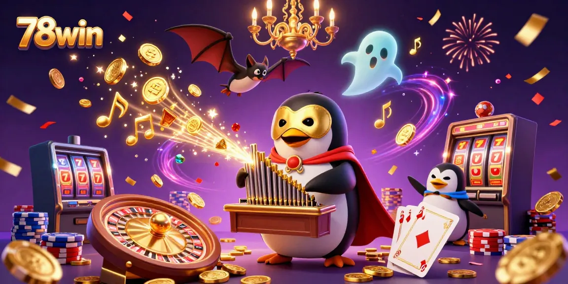 Experience thrilling moments with 78win: a vibrant casino scene featuring animated characters and games.